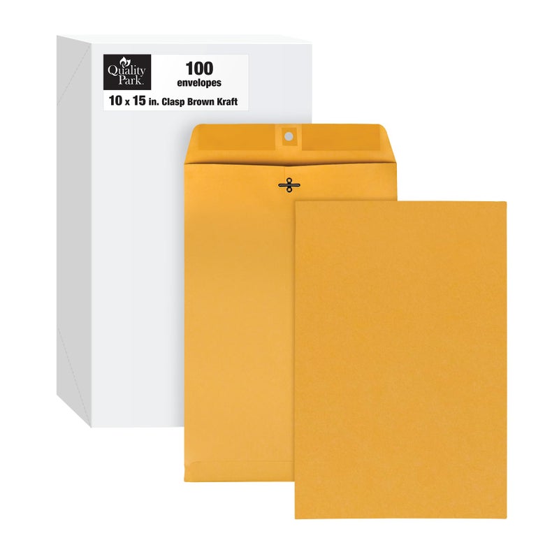 Quality Park Clasp Envelopes, Brown Kraft, 10 x 15 inches, Box of 100 (37898) - Image 1
